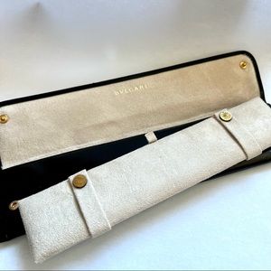 BVLGARI Black Faux Leather Watch/Bracelet Pouch with Insert 10x2.5 inches